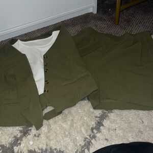 3 piece short & vest set w/ white tank